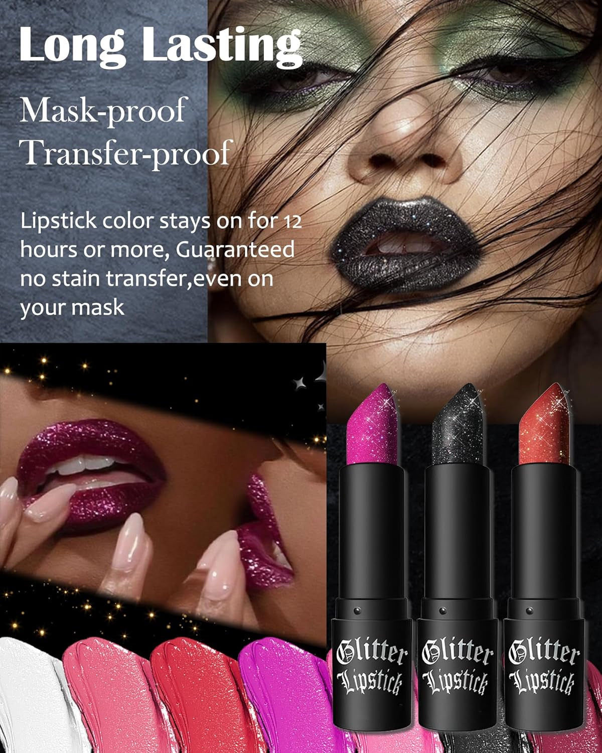 Rouge À Lèvres Mat Pailleté Métallique-Très Pigmenté Et Chatoyante Rose Lip Stain, Brillant Rouges À Lèvres Longue Tenue Waterproof À L'Eau Durée, Rouge a Levre Scintillant Cadeau Maquillage Femmes-03
