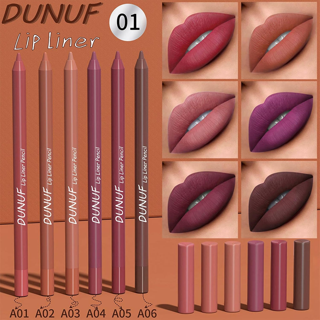 Crayon Pour Les Lèvres, Rouge À Lèvres 6 Couleurs Crayon Imperméable Lip Liner Set, Lissebrillant À Lèvres Mat, Crayon À Lèvres Onctueux Et Crémeux, Maquillage Quotidien Des Lèvres (01, A)
