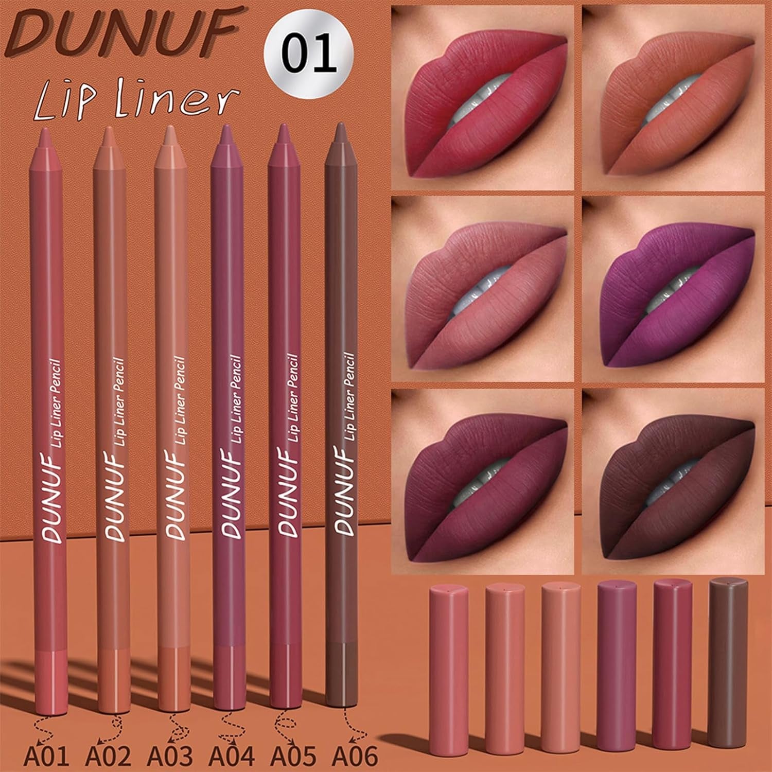 Crayon Pour Les Lèvres, Rouge À Lèvres 6 Couleurs Crayon Imperméable Lip Liner Set, Lissebrillant À Lèvres Mat, Crayon À Lèvres Onctueux Et Crémeux, Maquillage Quotidien Des Lèvres (01, A)