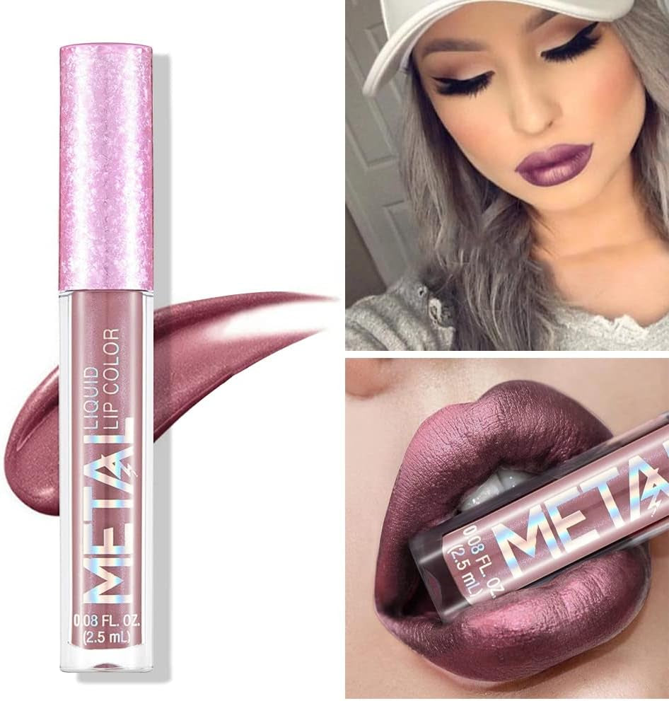 Lipgloss Rouge À Lèvres Imperméable À L'Eau Brillant À Paillettes Scintillant Métallique Durable
