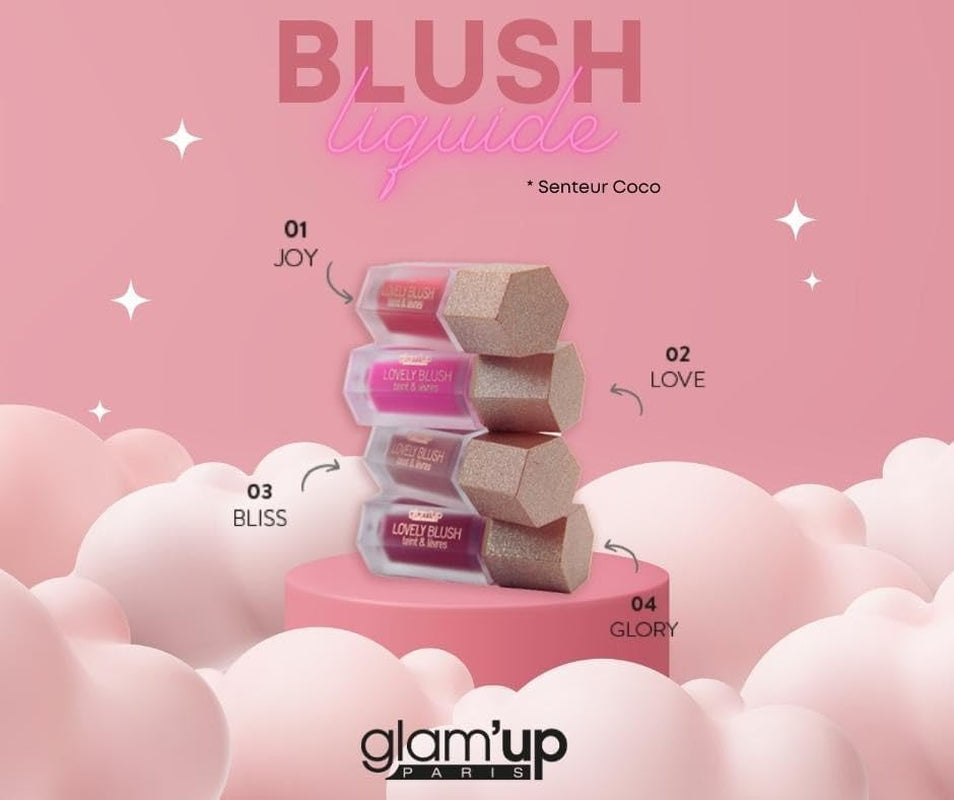 Glam'Up Paris - Lovely Blush - Teint & Lèvres - Blush Liquide Pour Joues Et Lèvres - Blush Liquide En Gel - Texture Léger - Longue Tenue - Effet Mat Et Naturel - Tous Types De Peaux - Bliss
