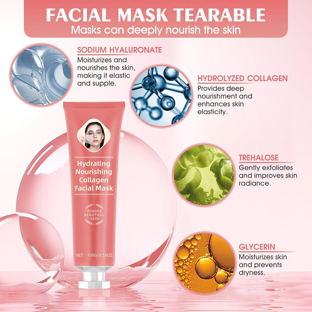 Collagen Night Mask, Collagen Peel off Mask, Masque Collagene Visage, Collagen Overnight Peel off Facial Mask, Raffermissant Et Liftant, Renforcer La Peau (C)