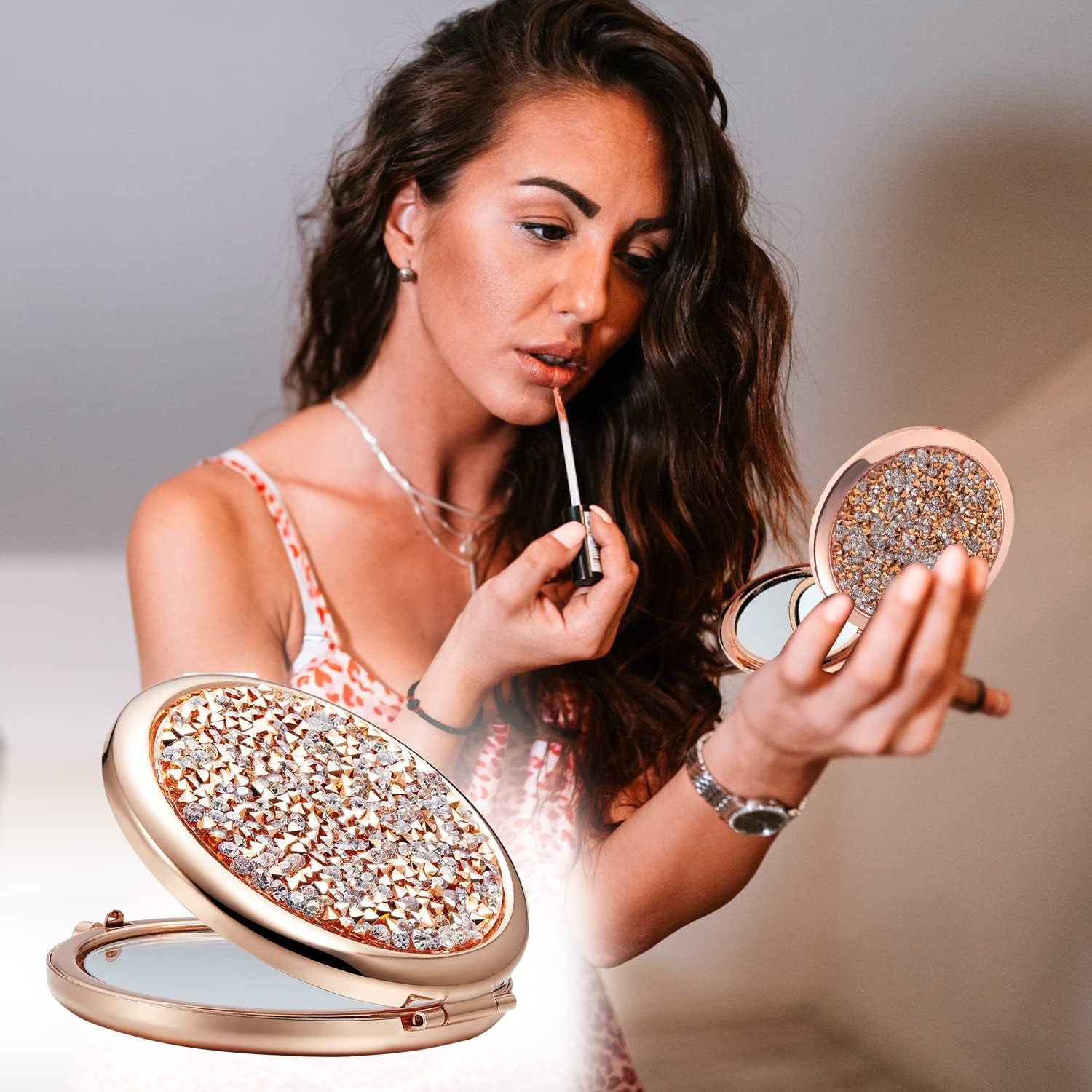 Miroir À Double Face Rond Avec 1 Peigne En Plastique, Miroir De Poche Portable, Miroir Pliable Avec Bouton Pression, Miroir Cosmétique De Voyage