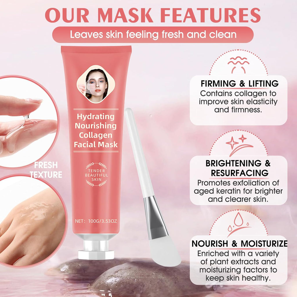 Collagen Night Mask, Collagen Peel off Mask, Masque Collagene Visage, Collagen Overnight Peel off Facial Mask, Raffermissant Et Liftant, Renforcer La Peau (C)