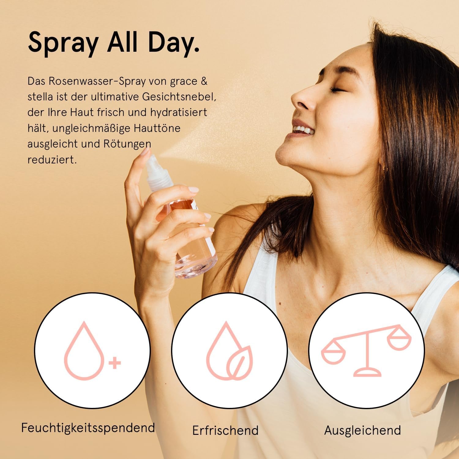 - Spray Eau De Rose Visage Vegan, Lauréat Du Prix D'Excellence Pour La Peau, Parfait Comme Vaporisateur Cheveux, Spray Hydratant Cheveux, Lotion Tonique Visage, Brume Corps (240Ml)