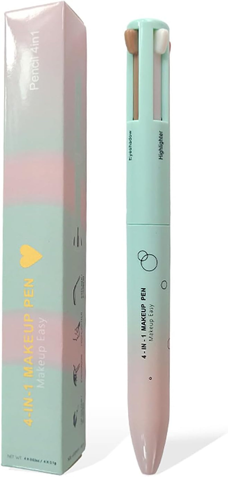 Stylo Maquillage 4 En 1,  4 in 1 Makeup Pen Eyeliner, Crayon À Sourcils, Crayon À Lèvres Et Fluorescent, Multifonctionnel, Lisse, Hautement Pigmenté, Maquillage Des Yeux, 1 PCS