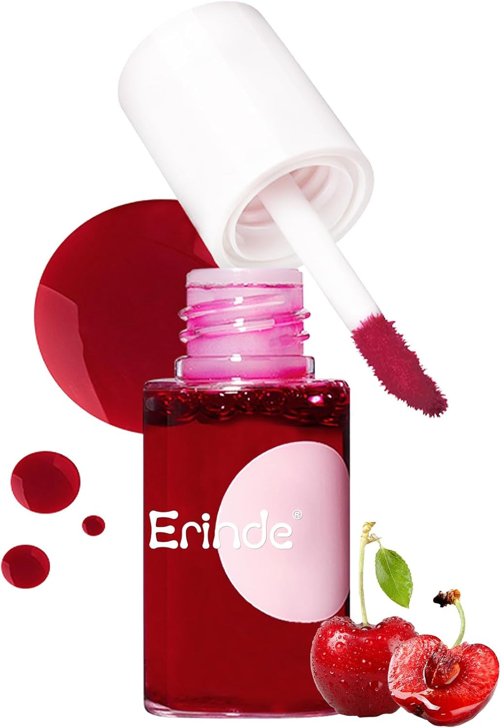 Lip Tint Stain Makeup，Korean Lip Tint, Lip Stain Tint Waterproof Makeup, Mini Liquide Lipstick, Non-Sticky & Loog Lasting #04 CHERRY