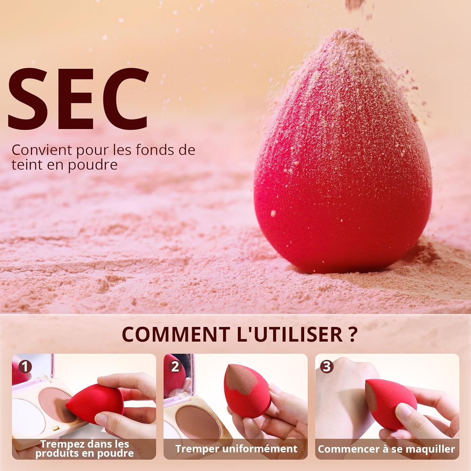 Éponge À Fond De Teint, Set De 5 Pièces Pour Maquillage Blender Pour Crème, Poudre Et Liquides, Mélange Parfait, Application Facile