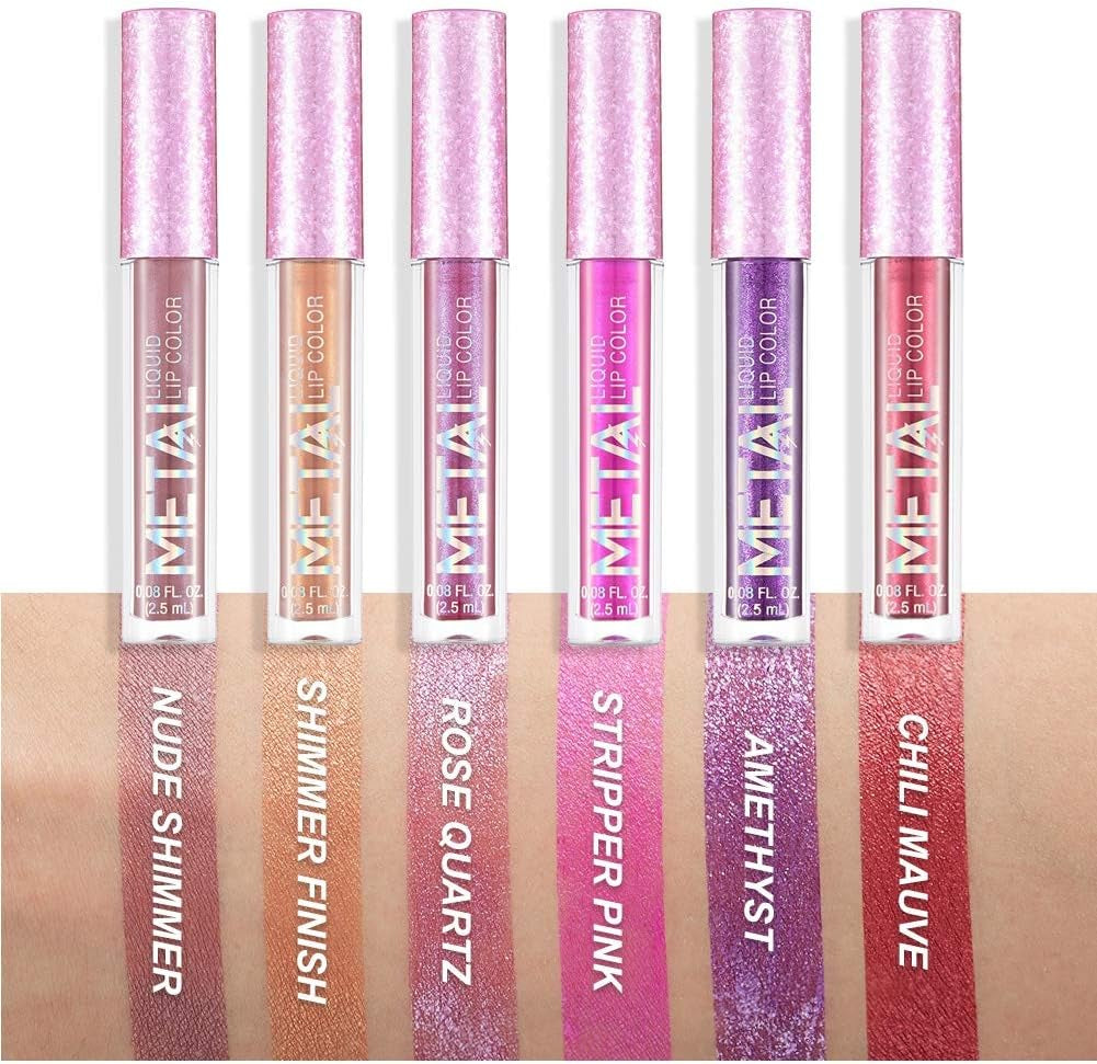 Lipgloss Rouge À Lèvres Imperméable À L'Eau Brillant À Paillettes Scintillant Métallique Durable