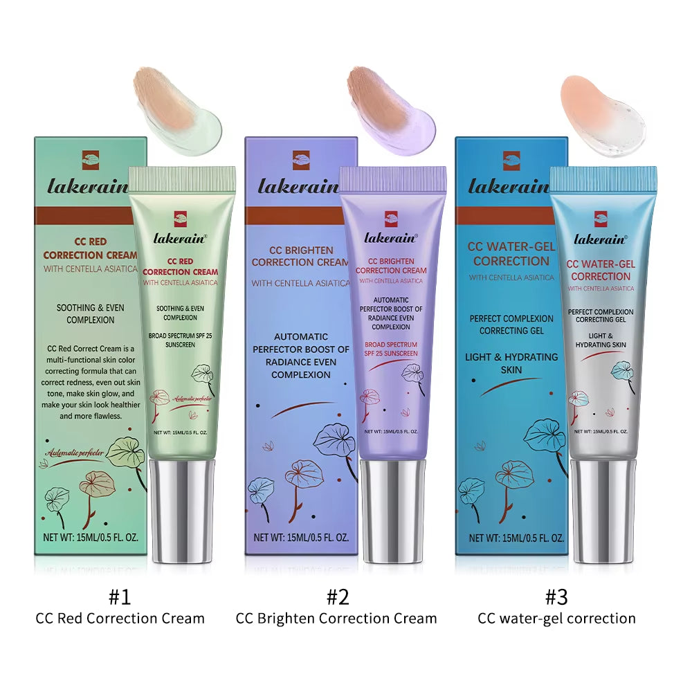 3Pcs CC Cream Color Changing Liquid Foundation Centella Korean High Coverage Foundation Foundation Cream for Face Base Makeup