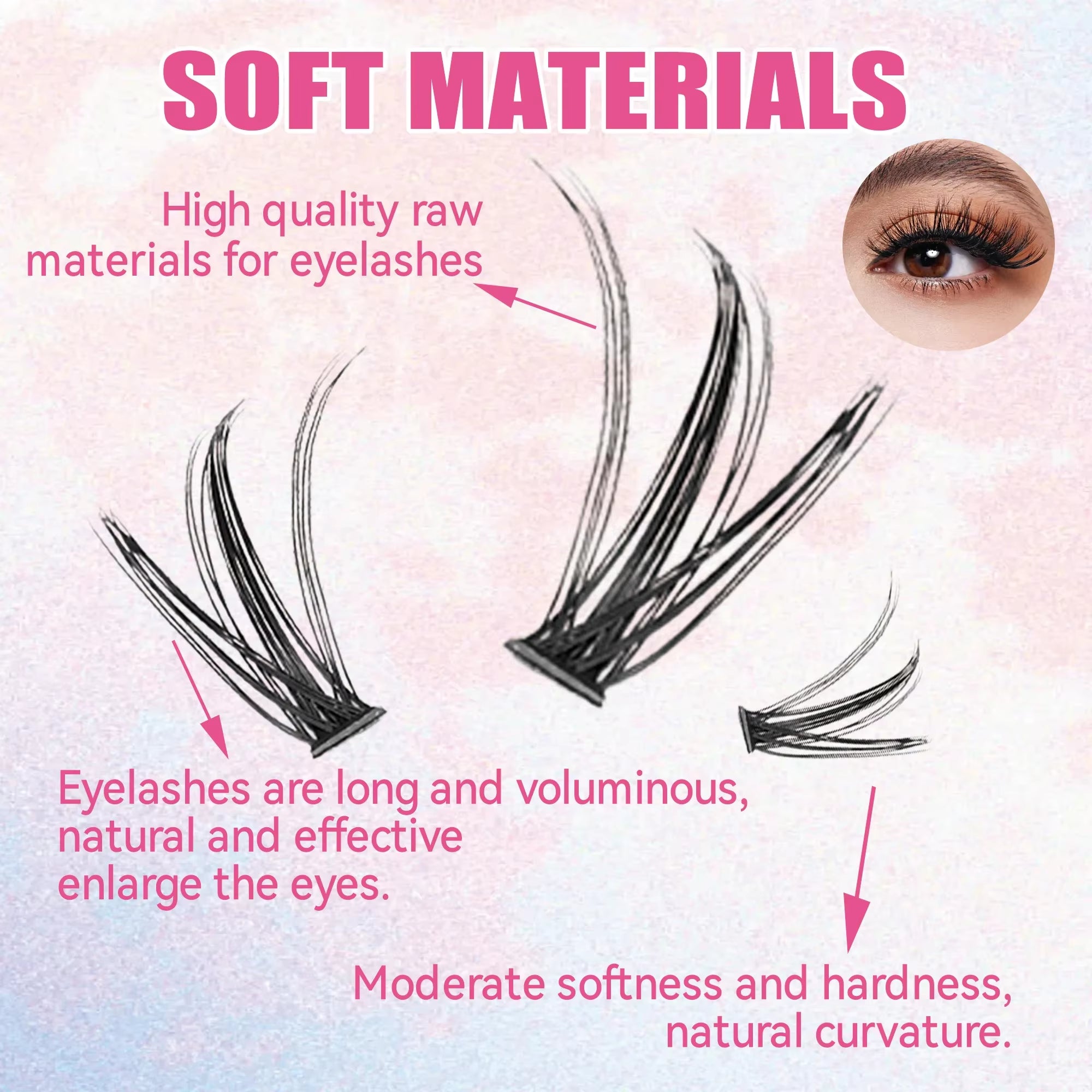 Eyelashes 200 PCS Clusters Lash Bond and Seal Makeup Tools DIY Lashes Extension Kit for Gluing Lashes Gluing Glue Accessories