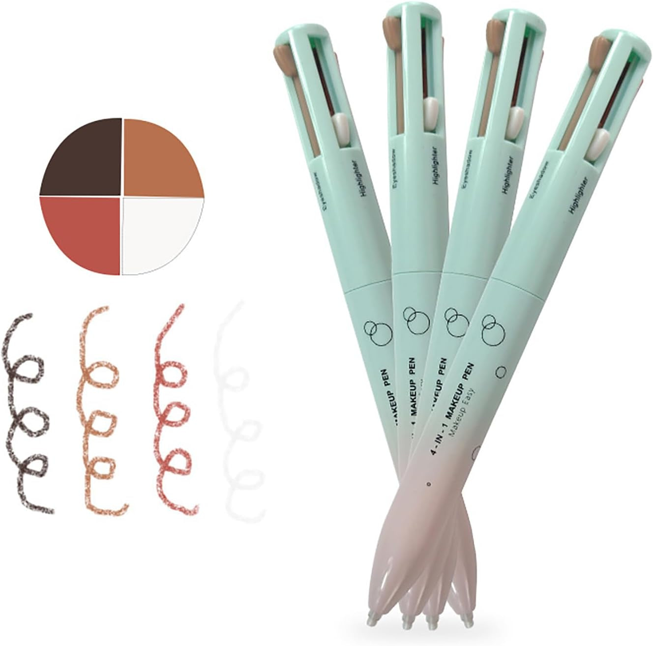 Stylo Maquillage 4 En 1,  4 in 1 Makeup Pen Eyeliner, Crayon À Sourcils, Crayon À Lèvres Et Fluorescent, Multifonctionnel, Lisse, Hautement Pigmenté, Maquillage Des Yeux, 1 PCS