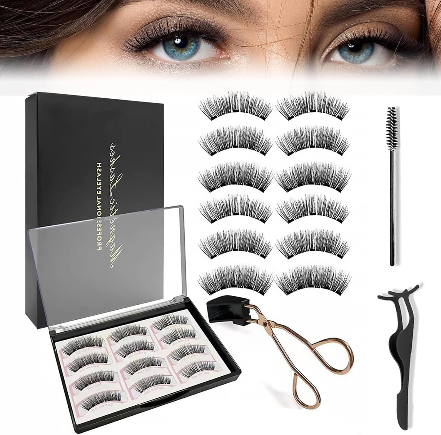 6 Paires Faux Cils Magnetique Faux Cils Magnetique Naturel Faux Cils Magnetique Aimant Faux Cils Aimantés Magnetic Eyelashes Cils Magnetique Naturel 3D Eyelashes Magnétiques Naturel