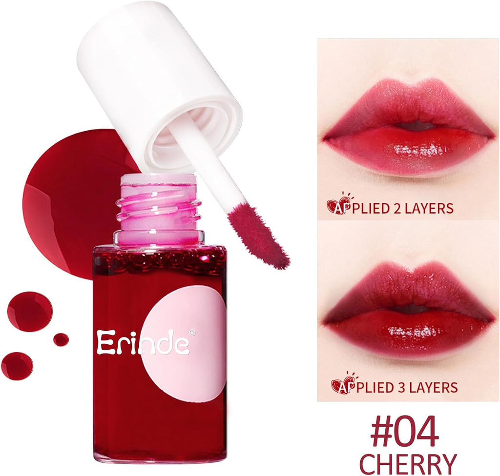 Lip Tint Stain Makeup，Korean Lip Tint, Lip Stain Tint Waterproof Makeup, Mini Liquide Lipstick, Non-Sticky & Loog Lasting #04 CHERRY