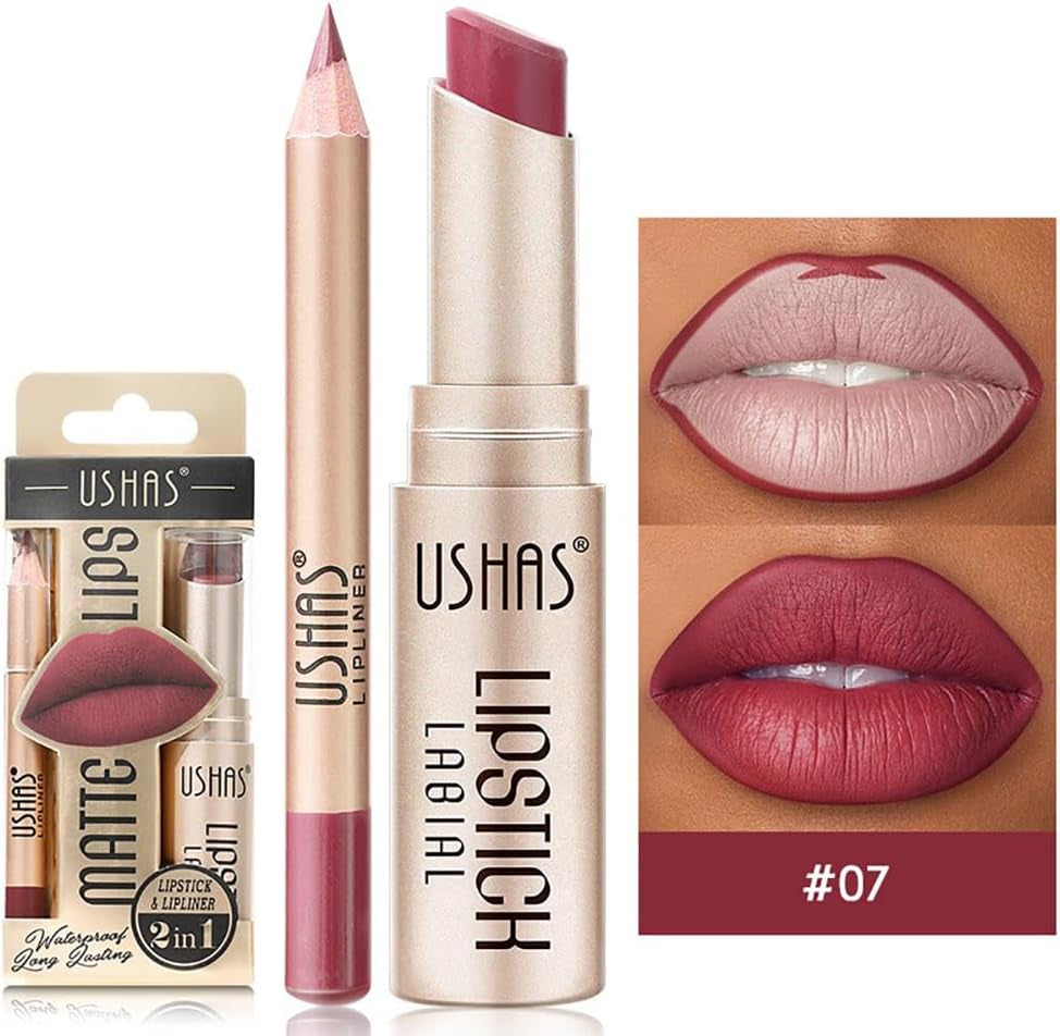 Kit De Maquillage Des Lèvres Très Pigmenté Et Longue Durée Avec Un Joli Paquet Cadeau - 6 Couleurs De Rouge À Lèvres Mat Et 3 Couleurs De Crayon À Lèvres Mat Velouté