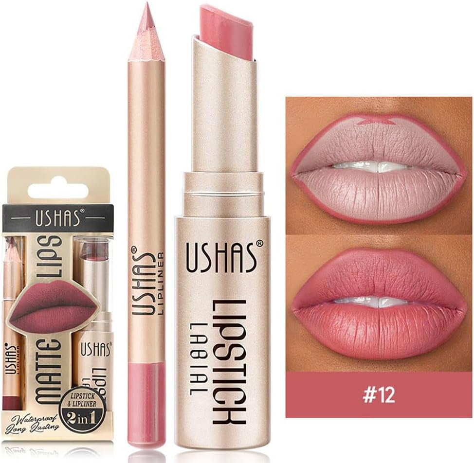 Kit De Maquillage Des Lèvres Très Pigmenté Et Longue Durée Avec Un Joli Paquet Cadeau - 6 Couleurs De Rouge À Lèvres Mat Et 3 Couleurs De Crayon À Lèvres Mat Velouté