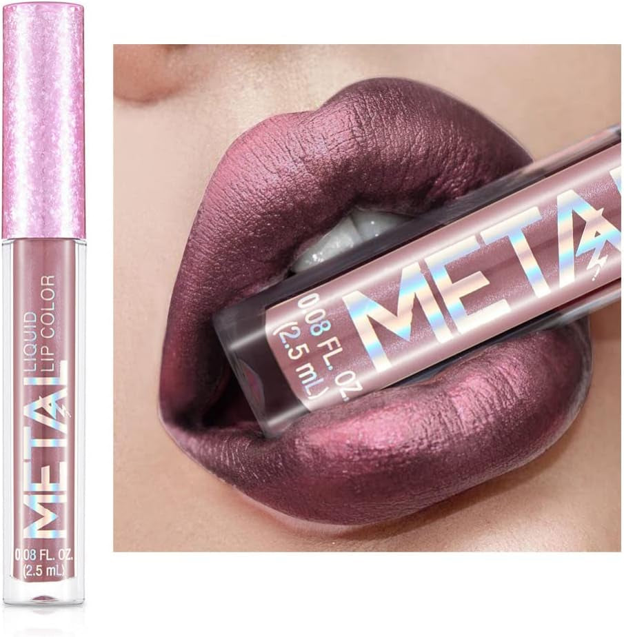 Lipgloss Rouge À Lèvres Imperméable À L'Eau Brillant À Paillettes Scintillant Métallique Durable