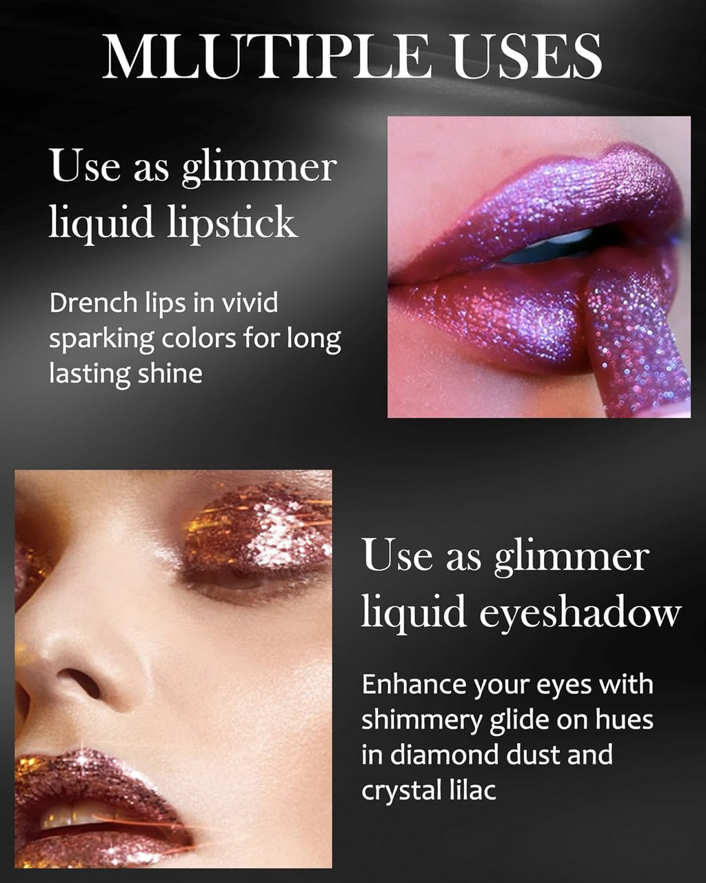 Rouge À Lèvres Mat Pailleté Métallique-Très Pigmenté Et Chatoyante Rose Lip Stain, Brillant Rouges À Lèvres Longue Tenue Waterproof À L'Eau Durée, Rouge a Levre Scintillant Cadeau Maquillage Femmes-03