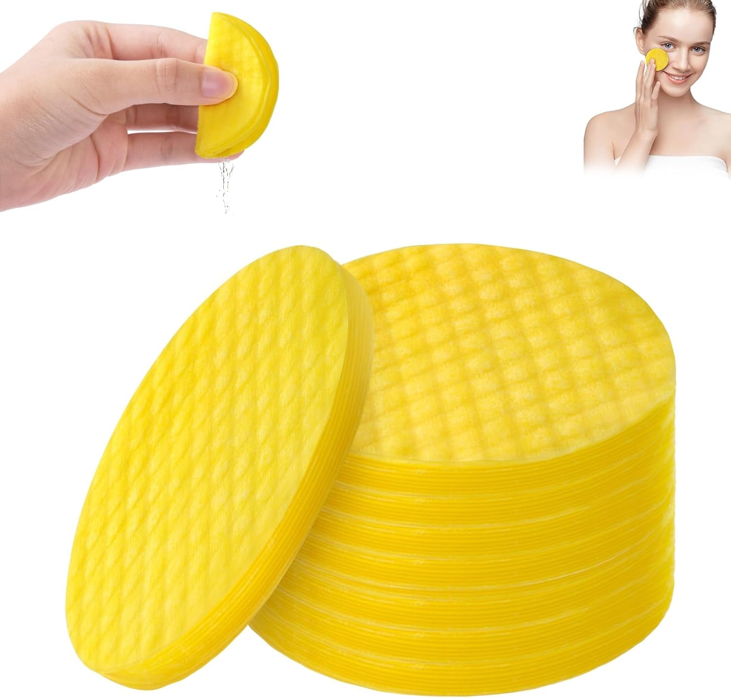 Tampons Nettoyants Au Curcuma À L'Acide Kojique, 40Pcs Coussin En Mousse Exfoliante Au Curcuma Pour Visage Et Le Corps, Nettoyage Et L'Exfoliation Éclatant Peau Rejuvenates, Unifie Le Teint