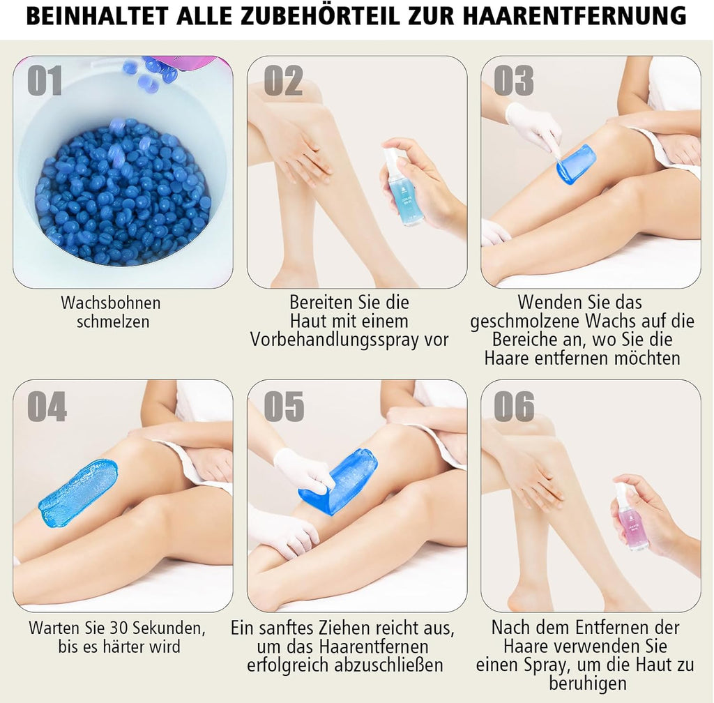 Kit Chauffe-Cire : Appareil D'Épilation À La Cire Avec Affichage Numérique LED – Machine À Épiler Naturelle Pure – Appareil À Cire Chaude Adaptée Pour Les Poils Du Nez (Blanc)