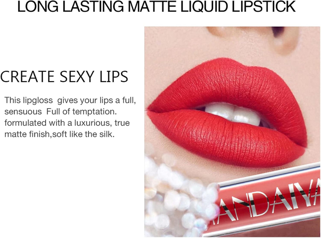 6 Couleurs Set Rouge À Lèvres Liquide Mat, Mat Rouge À Lèvres Nude Ensemble Velouté Longue Durée Antiadhésif Tasse, Cadeau De Rouge À Lèvres (01)