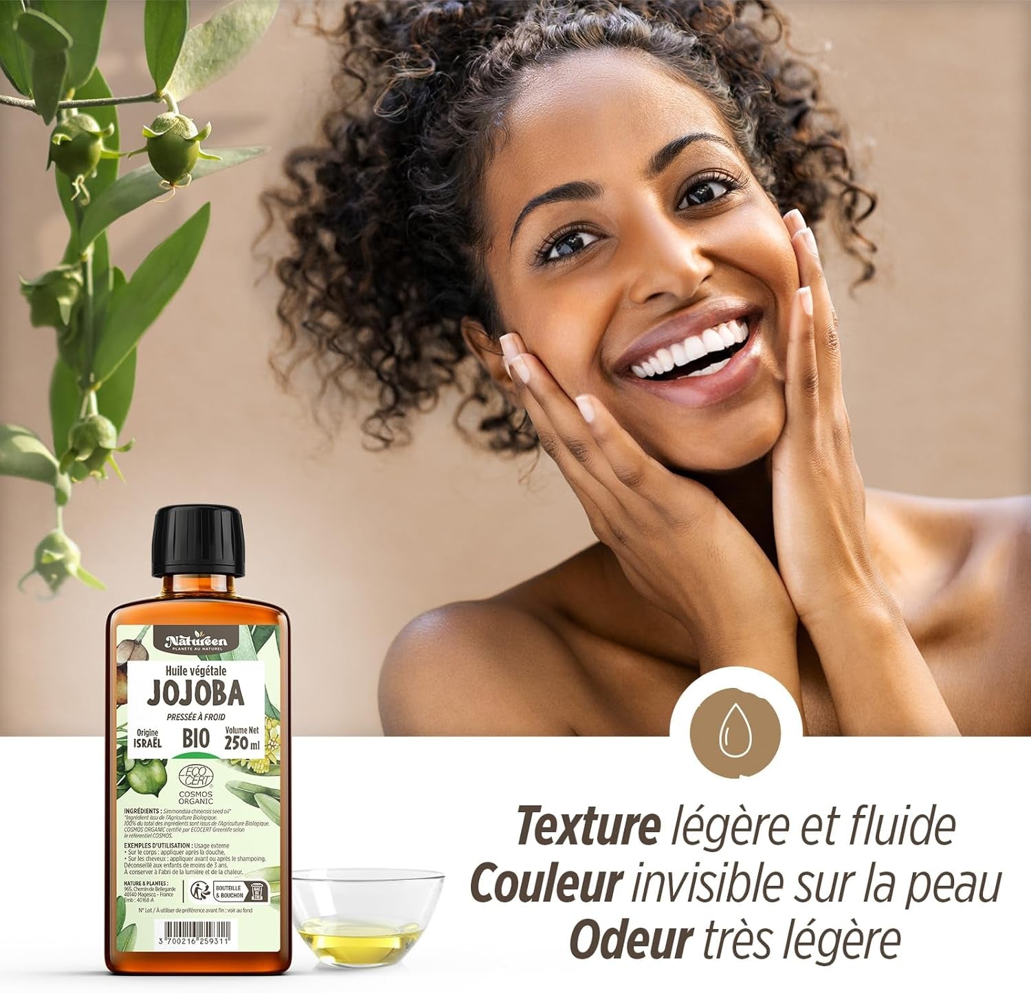 Huile De JOJOBA Bio 150 Ml - Cosmos Organic -  - Pure, Naturelle Et Pressée À Froid - Cheveux, Corps, Peau