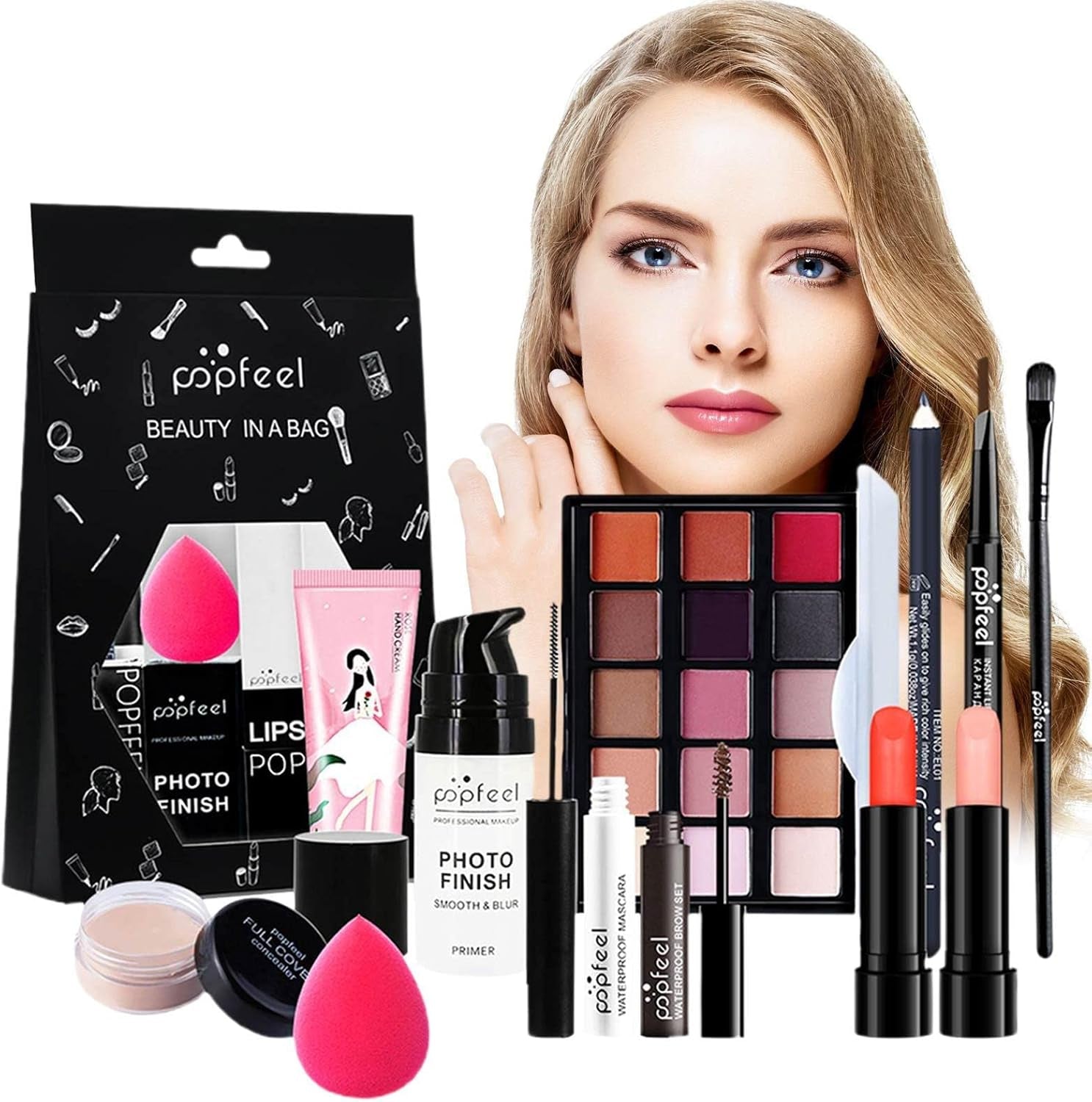 Kit Maquillage Pour Femme | 12 Pièces Tout En 1 Kit Maquillage | Kit Maquillage Tout-En-1, Débutants Et Professionnels, Facile À Transporter