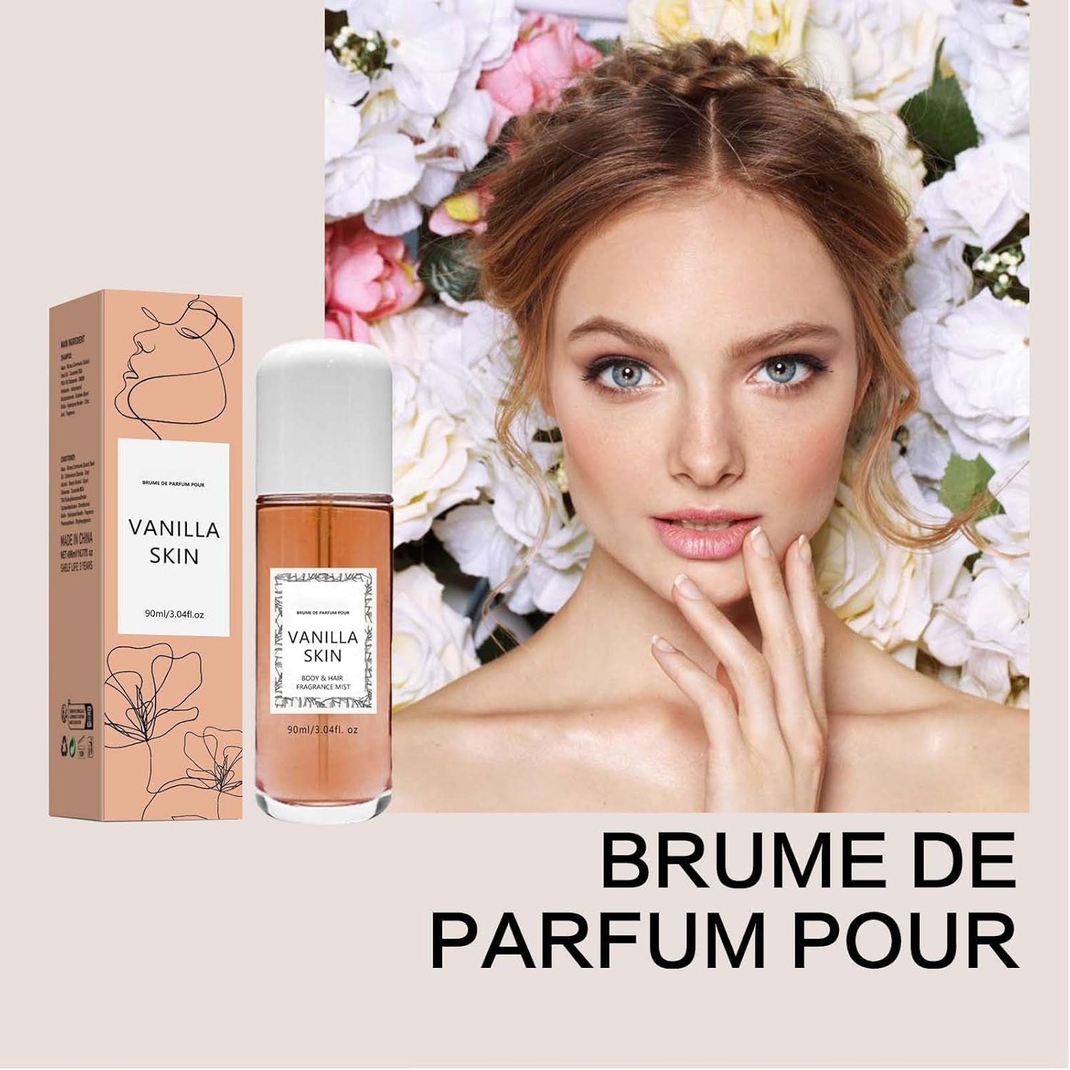 Vanilla Skin Perfume,90Ml Vanilla Skin Body Mist,Vanilla Eau De Parfum,Vanilla Sweet Warm Spicy Woody,Vanilla Essential Oil for Skin, Eau De Toilette Spray,Vanilla Perfume for Women and Men (1Pc)